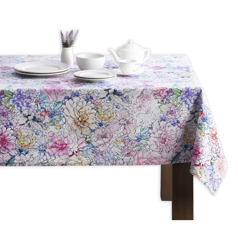 Floral 100% Cotton Tablecloth, 108" L x 60" W