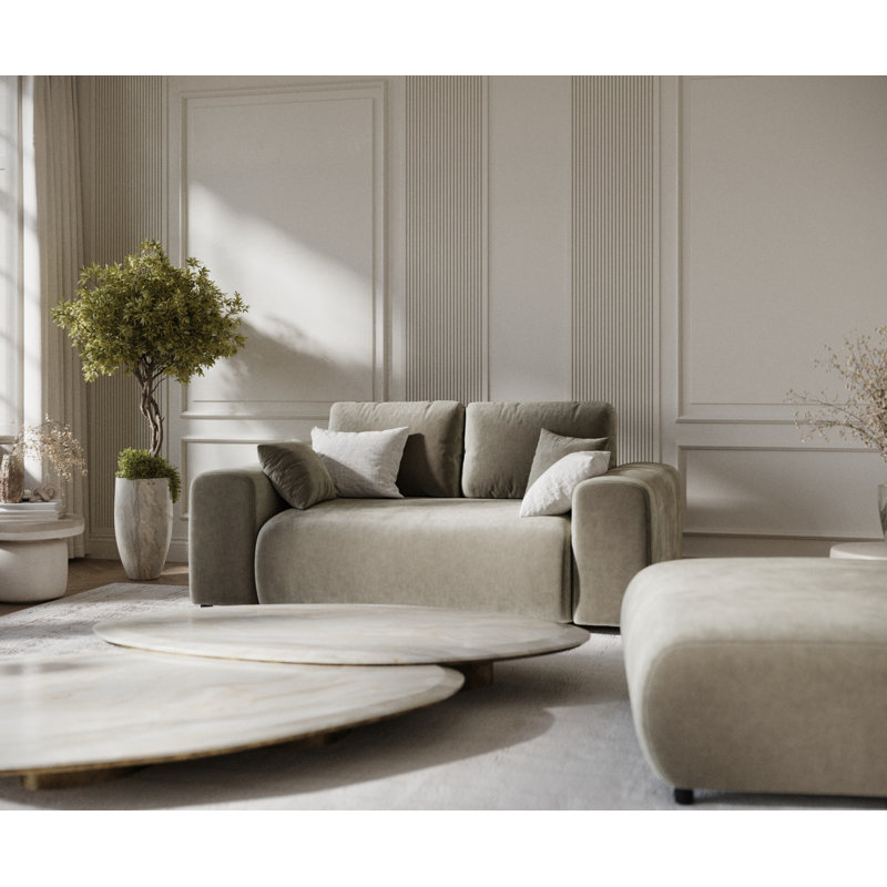 Two-seater square arms loveseat sofa, Brown