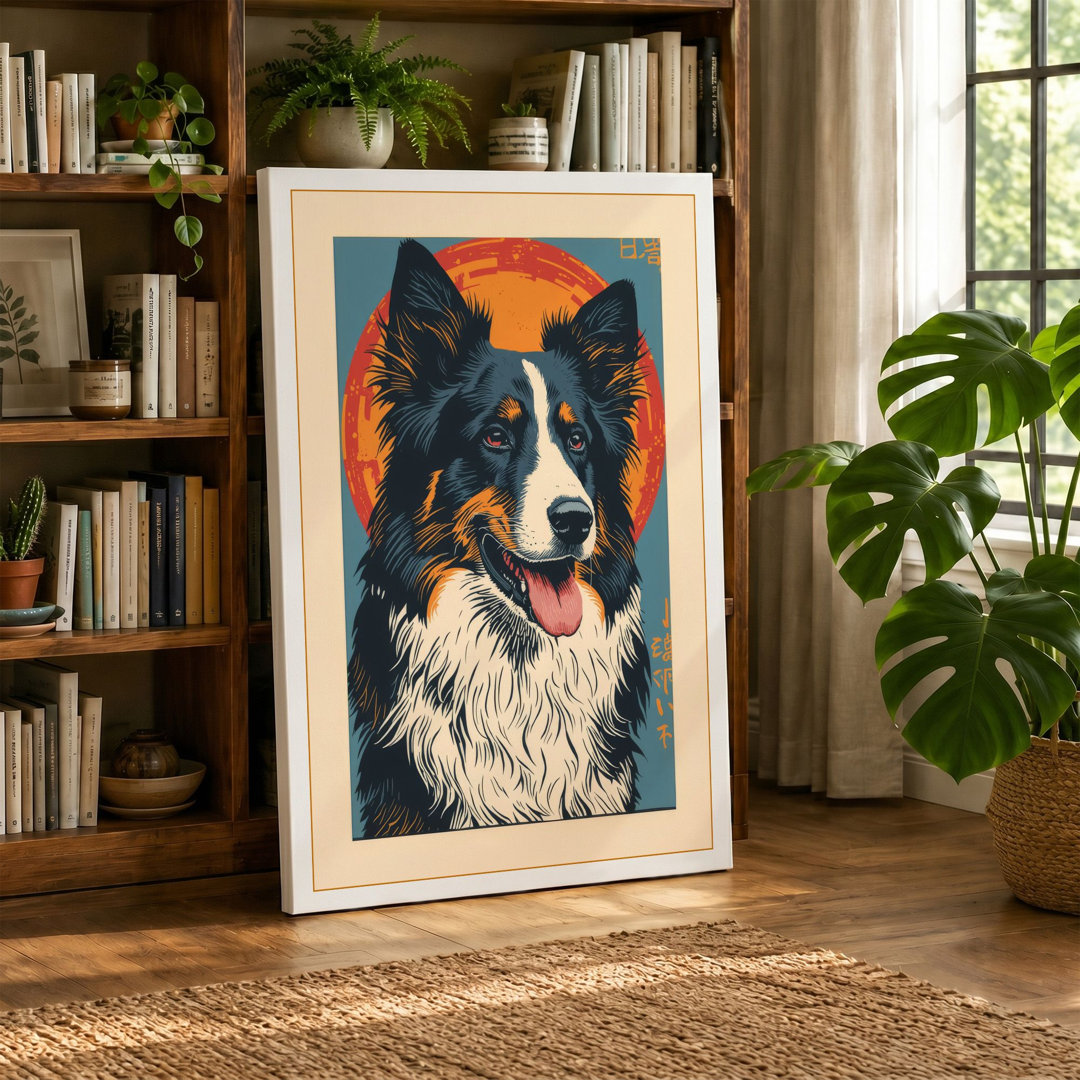 Border Collie Portrait Vintage - Wrapped Canvas