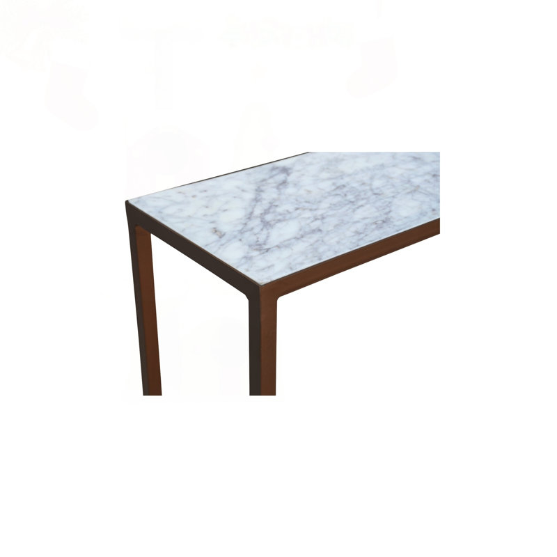Console en marbre blanc uni avec cadre en fer antique