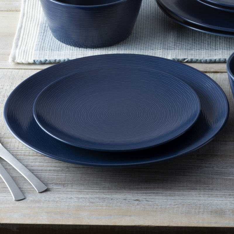 Noritake Colorscapes Swirl 4-Piece Coupe Place Setting, Service for 1, Navy