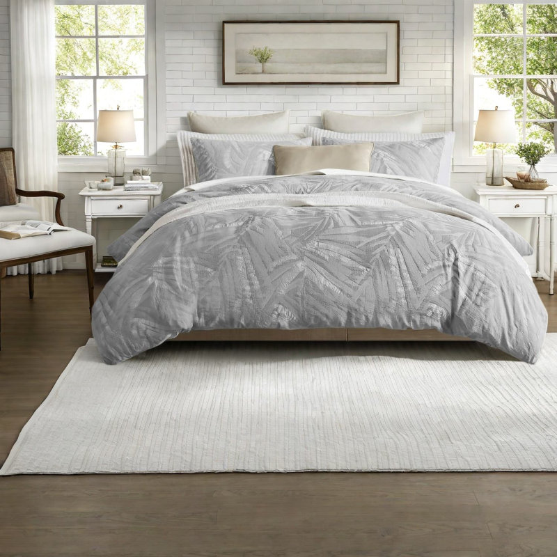 Ensemble de literie pour lit très grand en coton de qualité supérieure, couette moderne gris clair pour la maison