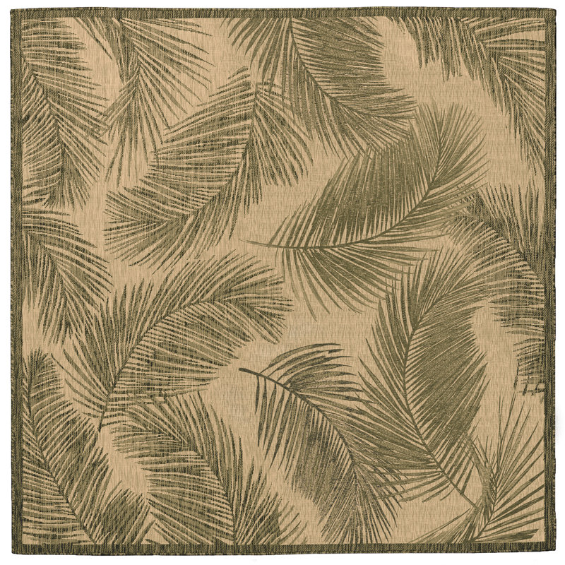 Adal Floral Machine Woven Indoor/Outdoor Area Rug, Square 7'10"