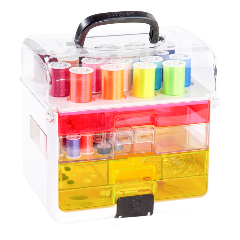 Neon Portable Sewing Kit with Transparent Storage Case