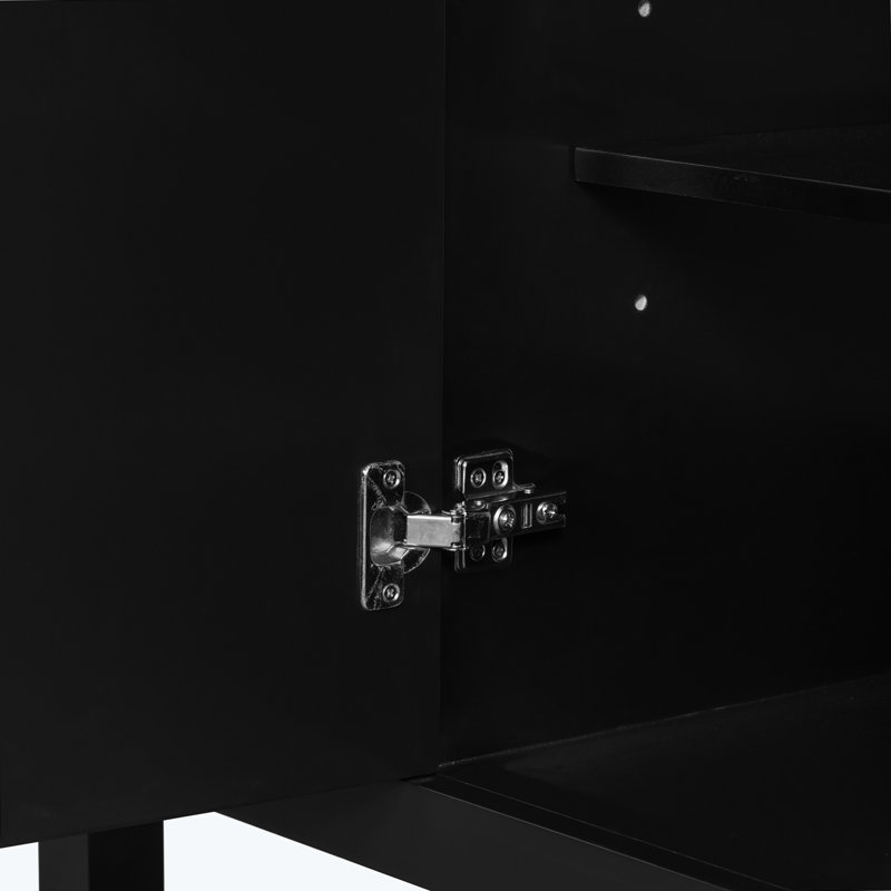 36" Black Solid Wood and MDF Freestanding Bathroom Vanity