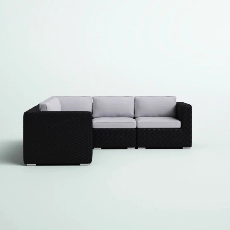 Modulaire modulaire pour patio de 94 po avec coussins gris intempéries, entièrement assemblé, toutes saisons, housses amovibles en forme de L nécessitant peu d'entretien et lavable à la machine