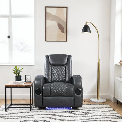 Power Recliner with Wireless Charging & Bluetooth - Luxury Motion Sofa Chair, Cup Holder & Memory Foam Support