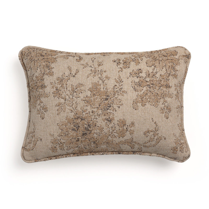 April Pillow Cover & Insert, Fallingbrook Natural Damask, Rectangle 14"H x 20"W