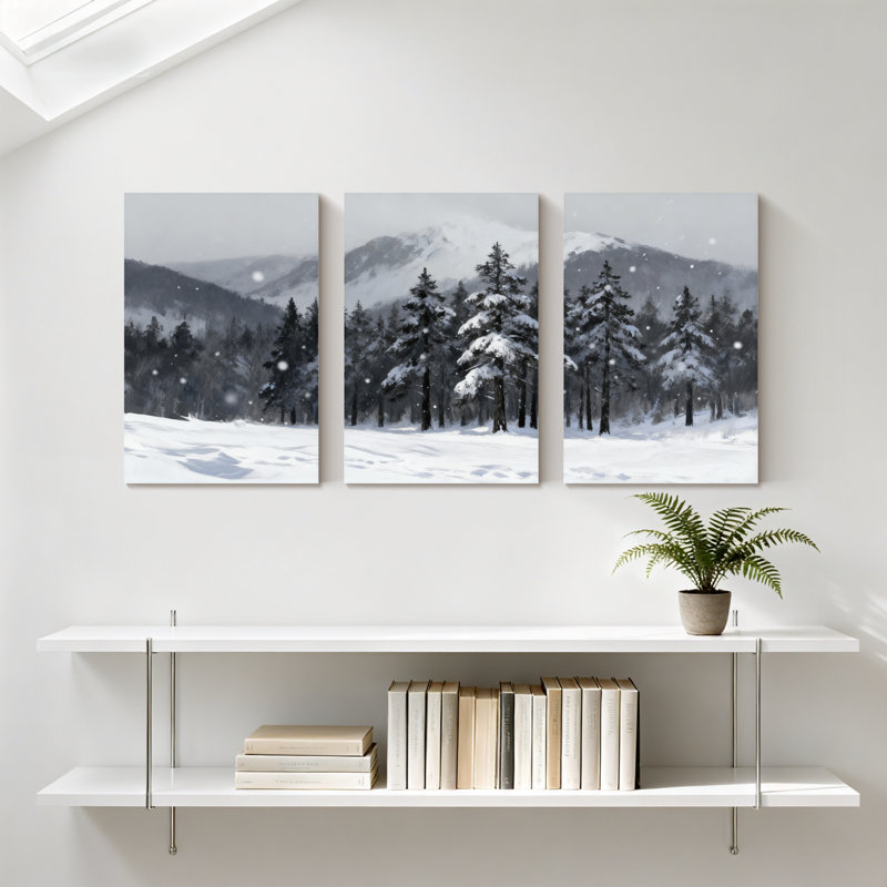 Ensemble de 3 impressions sur toile, paysage d'hiver, H 18 po x l 36 po