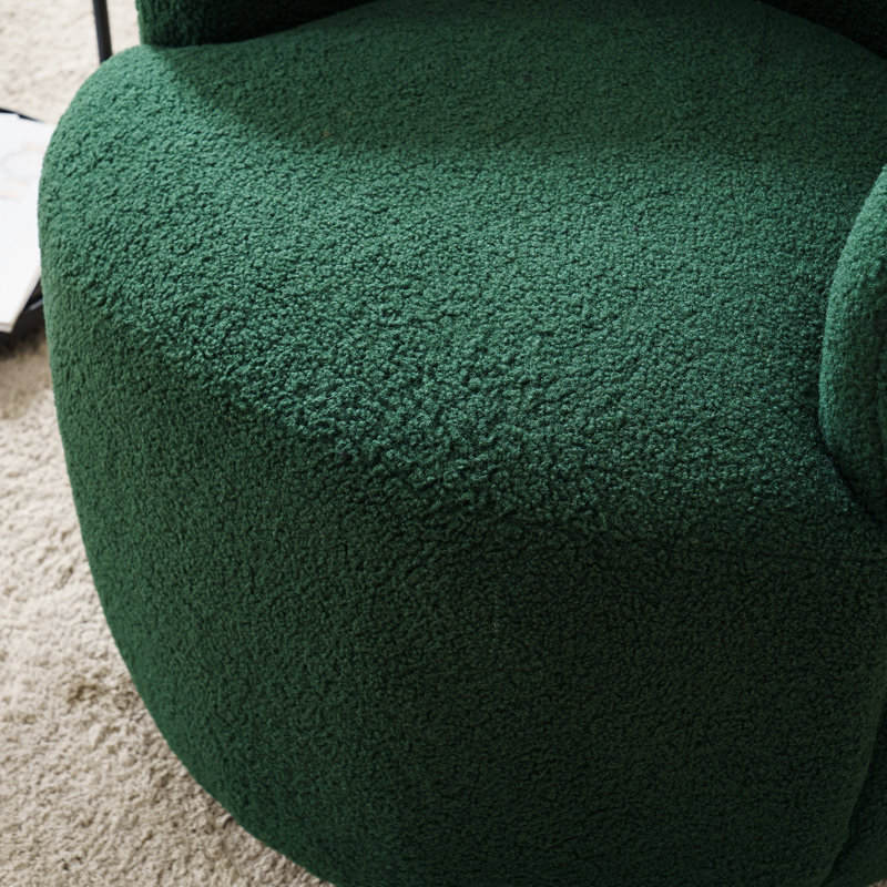 Genece Upholstered Swivel Accent Chair, Green Teddy Fabric