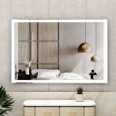 58.61X39.39 Inch Led Bathroom Mirror, Waterproof, Aluminum Frame, 3 Color Versions, Smart Touch Installation Option Feature Functionality System Alternatives, Control Function