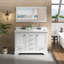 Ensemble de meuble-lavabo double 48 po avec comptoir en quartz blanc Carrara, lavabos sous le comptoir, portes et tiroirs à fermeture en douceur-996057465