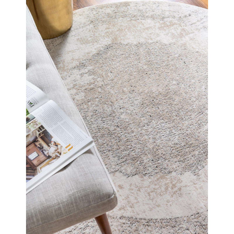 Geddis Ikat Indoor Rug, Round 5'
