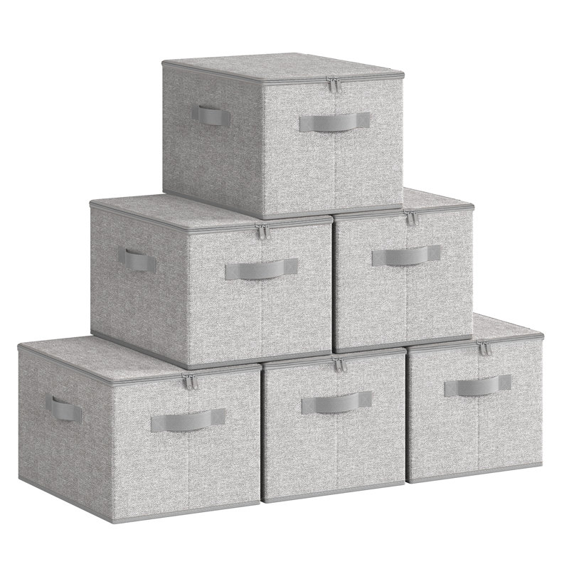 Brayden Studio Caundra Fabric Crate, Dove Grey