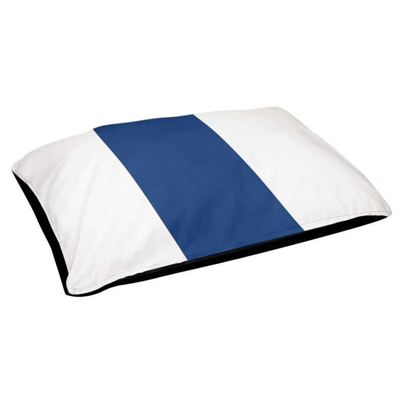 Oreiller rectangulaire New York, Blanc, bleu, jaune, Moyen (L 30 po x l 40 po)