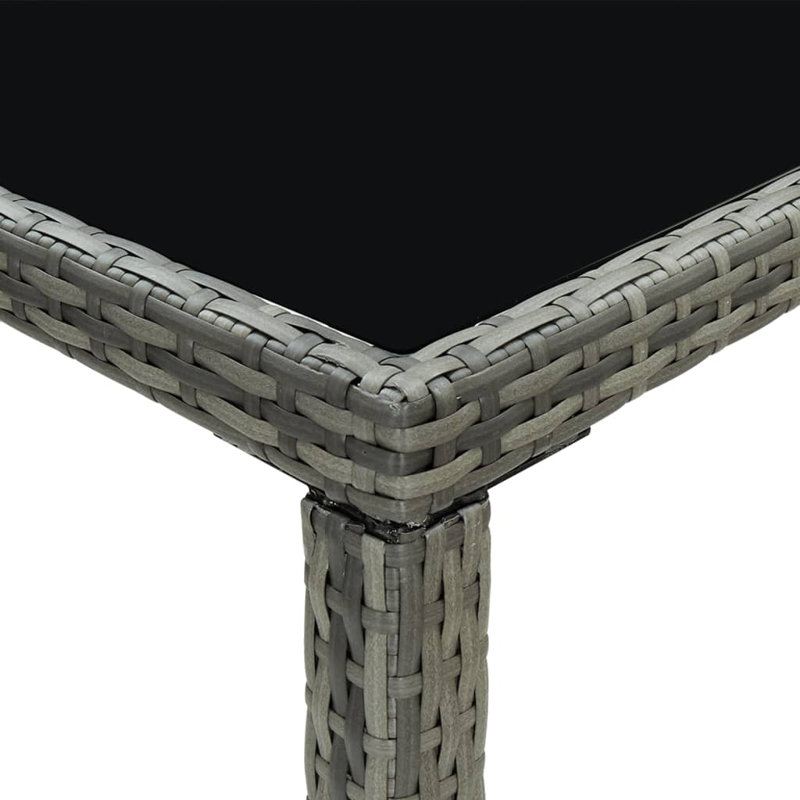 Patio Bar Table and Stools Set Poly Rattan, Gray
