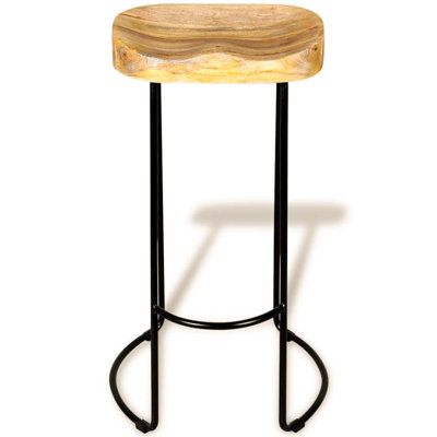 Coilin Solid Wood Bar Stool with Iron Frame