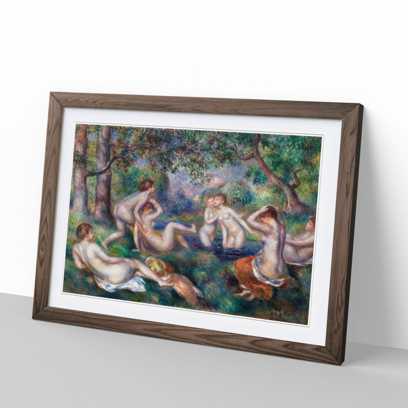 Bathers in the Forest by Pierre-Auguste Renoir - Picture Frame Painting, 36cm H x 48cm W x 2cm D, Walnut Framed