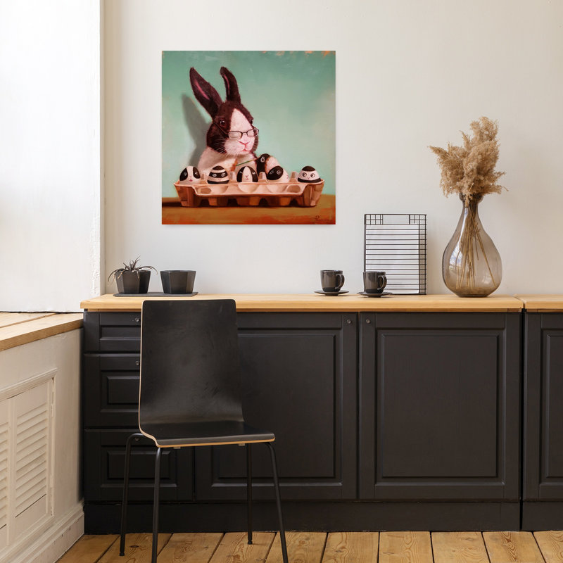 Art contemporain de lapin Going Dutch, H 18 po x l 18 po