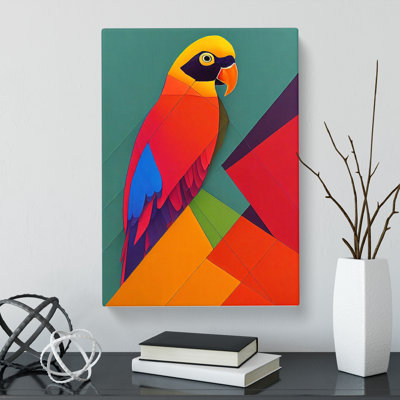CAN-V0523-1754X Parrot Painting Geometric - Wrapped Canvas Print