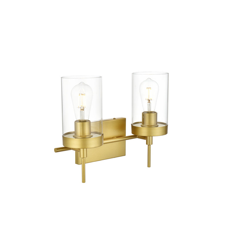 Éclairage pour meuble-lavabo à intensité variable Annisha, Laiton, H 11 po x l 14 po x P 14 po, Deux lumières
