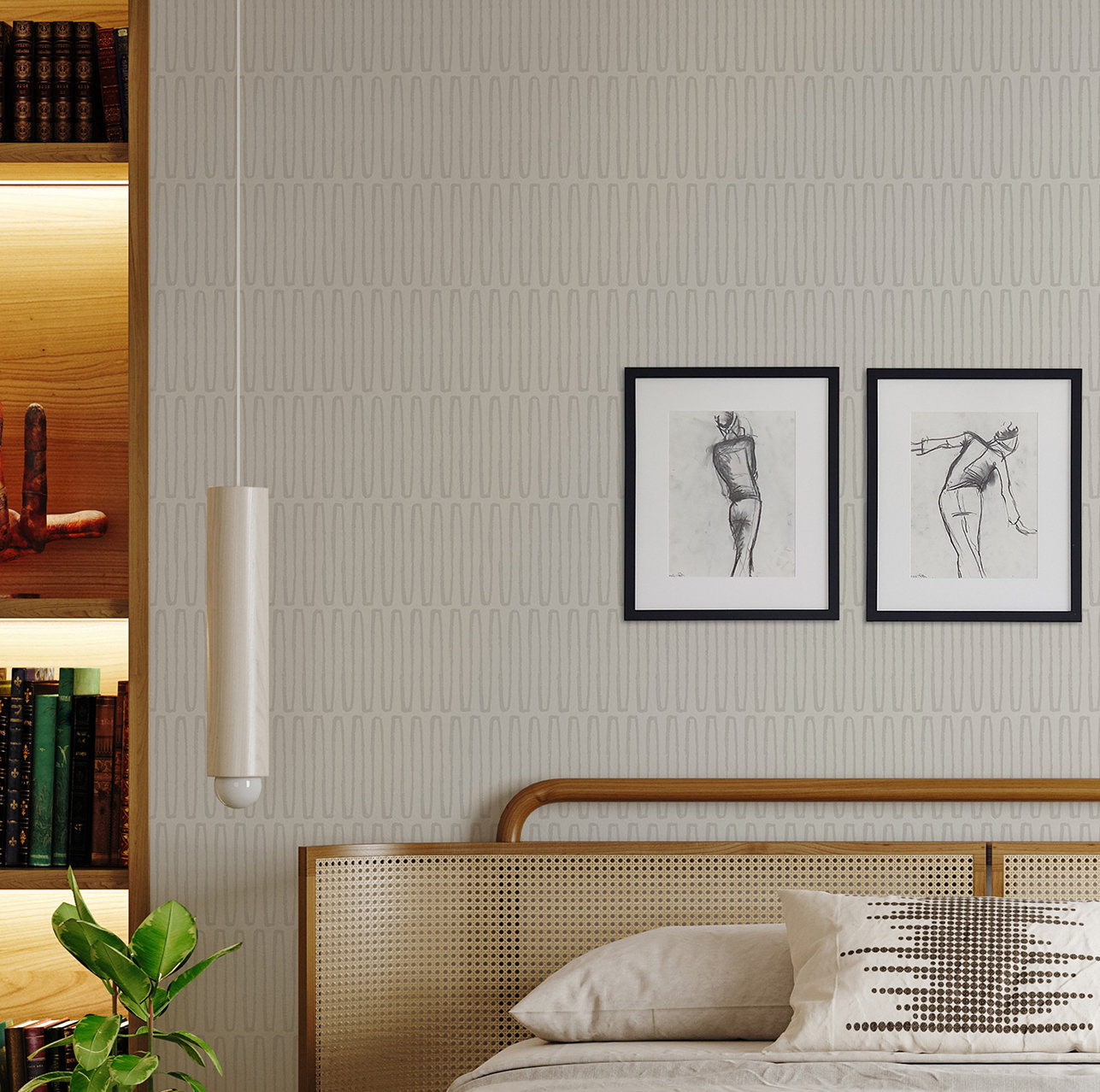 Anika Modern Geometric Wallpaper, Light Gray