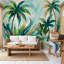 Papier peint tropical avec décoration murale aquarelle palmiers-710767617-710767618