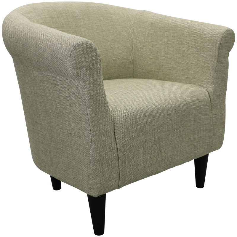 Liam Upholstered Barrel Chair, Gray Microfiber/Microsuede