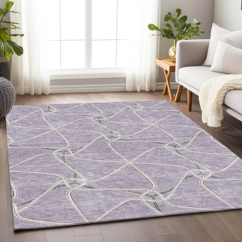 Tapis lavande Prisco lavable à la machine de qualité supérieure, Rectangle 9 pi x 12 pi