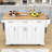 Rolling Kitchen Island Cart with Rubber Wood Drop Leaf, Storage Cabients and Soft Close Drawers-368164099