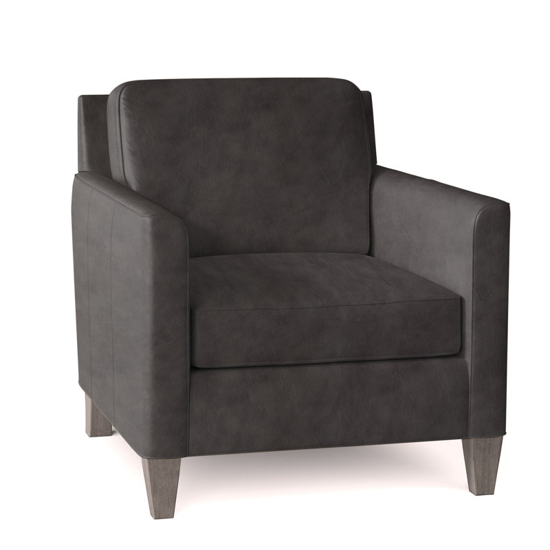 Yorba Leather Armchair, Empyrean Tweed Genuine Leather, Stone