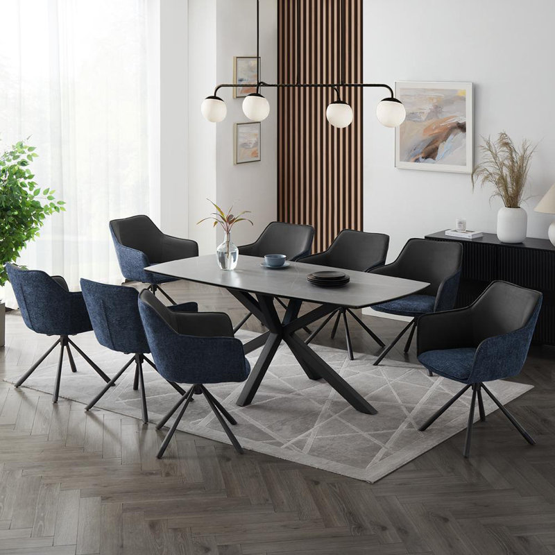 Deanie 8 - Person Dining Set, Blue/Gray