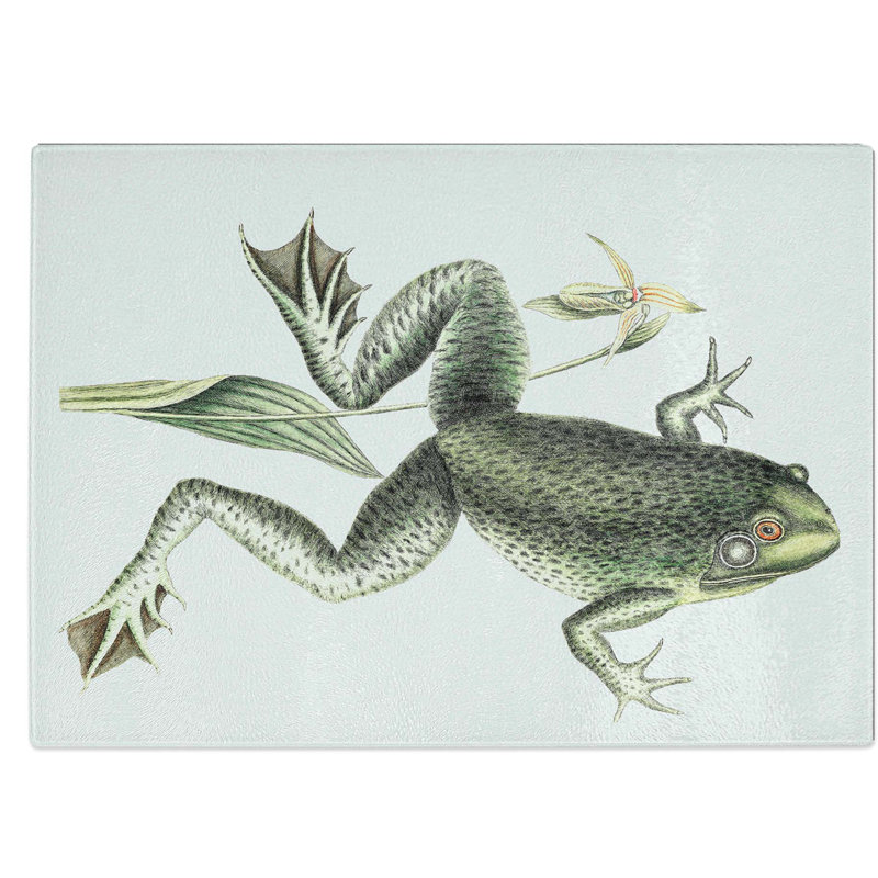 Tempered Glass Bull Frog Chopping Board, 39 cm W x 28.5 cm L