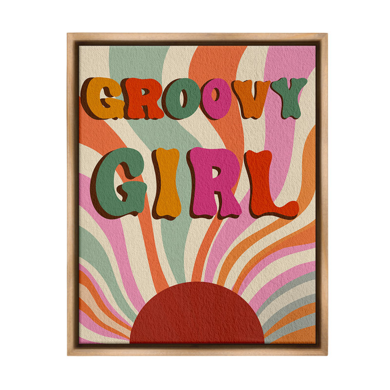 "Groovy Girl Patterned" par Regina Moore sur toile, Cadre flottant orme Montalcino, H 31 po x l 25 po