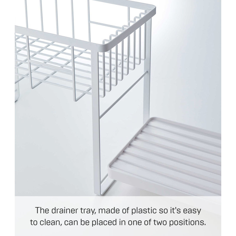 White Two-Tier Metal Dish Rack with Utensil Holder