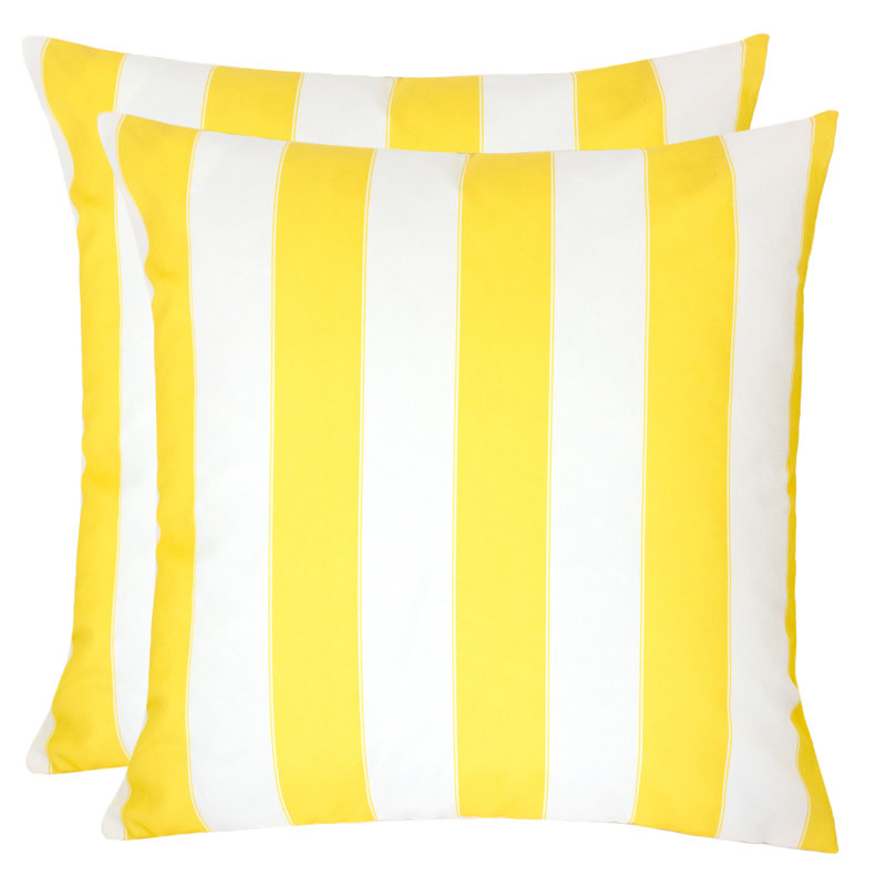 Striped Outdoor Reversible Throw Pillow, Yellow, 20" x 20"