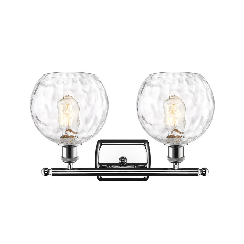 Éclairage pour meuble-lavabo en laiton antique à 2 lumières Cindi, DEL, Chrome poli