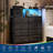 Industrial Storage Dresser with Charging Station & Lights, Fabric Drawers Organizer-168938667