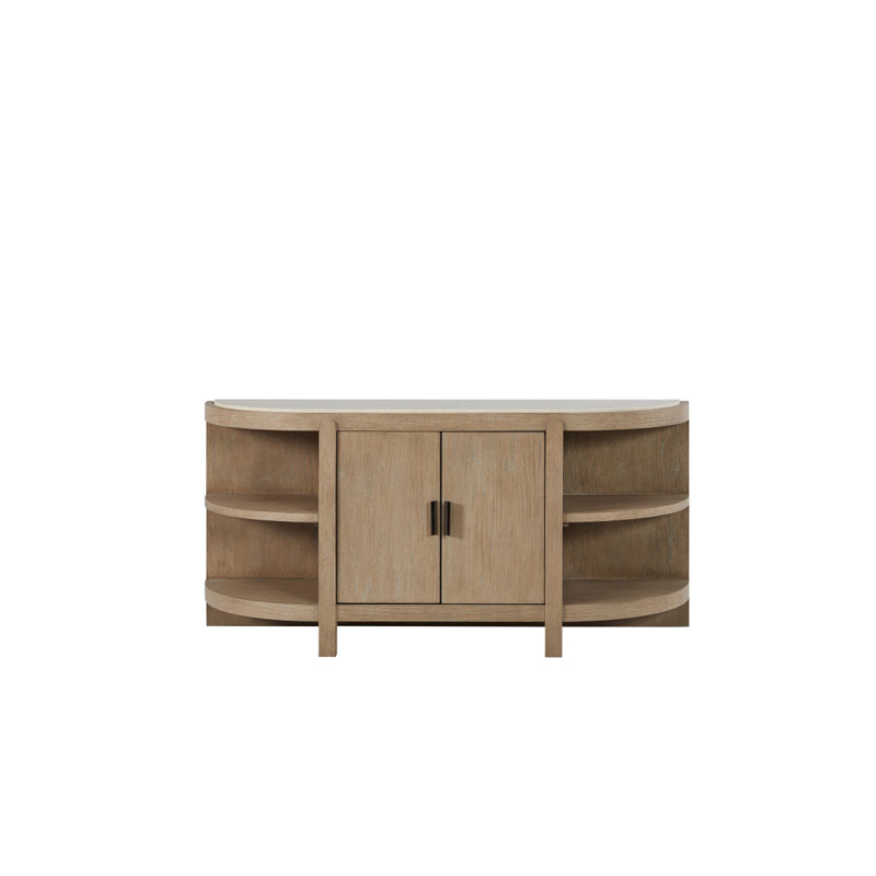 Console incurvée à 2 portes avec plateau en marbre