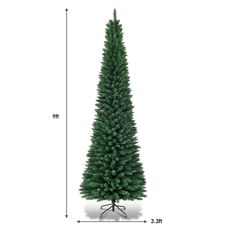 Sapin de Noël artificiel vert élancé, 9'
