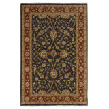 Hand Knotted Wool Oriental Area Rug in Black And Red