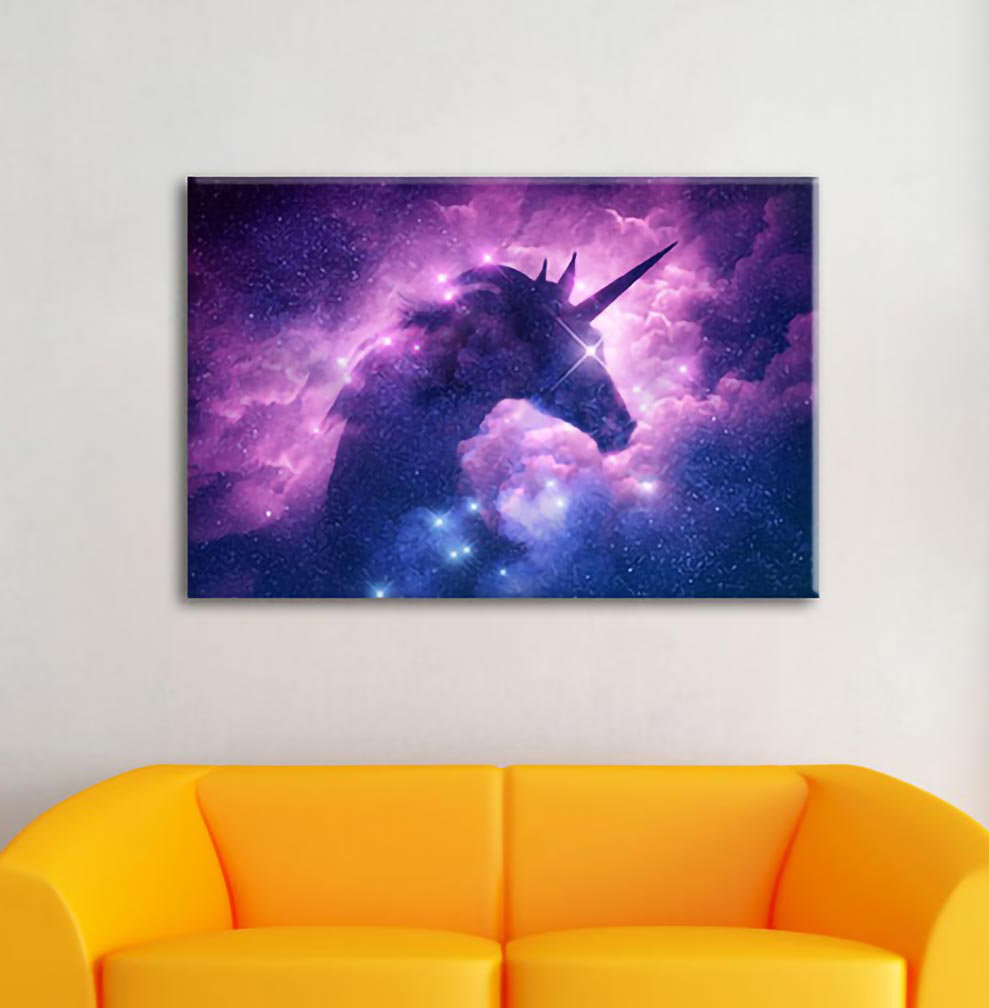 Leinwandbild Unicorn Silhouette Galaxy