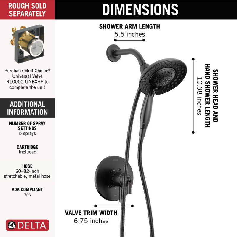 SAYLOR™ Monitor® 17 Series Shower Trim with In2ition®, Matte Black