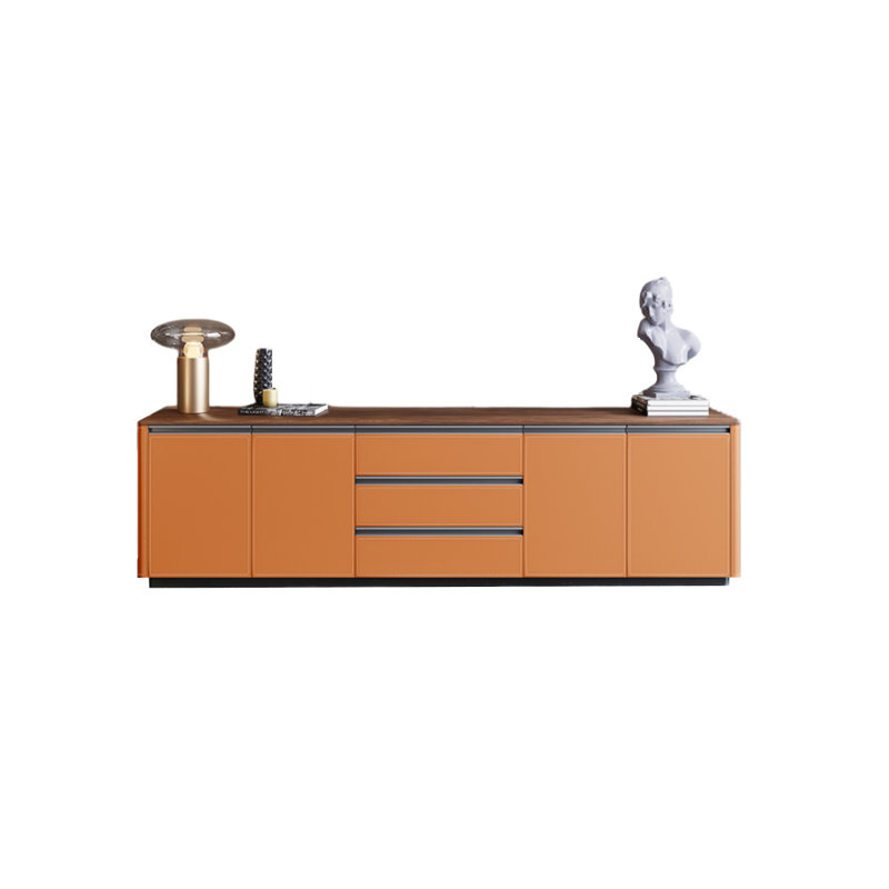 Meuble télé haut de gamme sur pied, 23.62"H x 94.49"W x 13.78"D, Orange