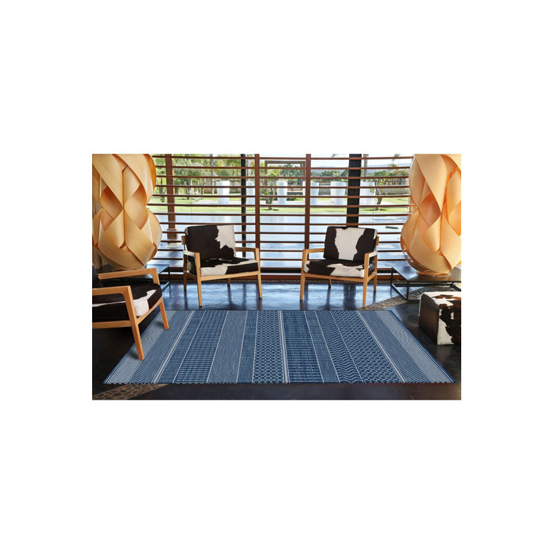 Tapis décoratif lavable à la machine moderne à motif géométrique bleu, Sous-tapis rectangulaire de 3 pi 3 po x 4 pi 11 po