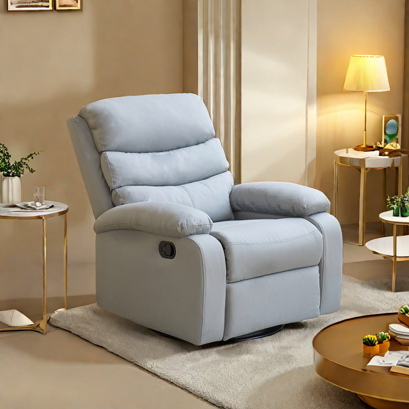 Theoni Faux Leather Swivel Recliner, Gray