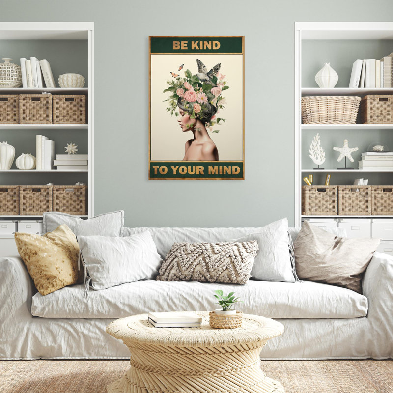 Fleurs Be Kind To Your Mind, H 14 po x l 11 po x P 1,25 po