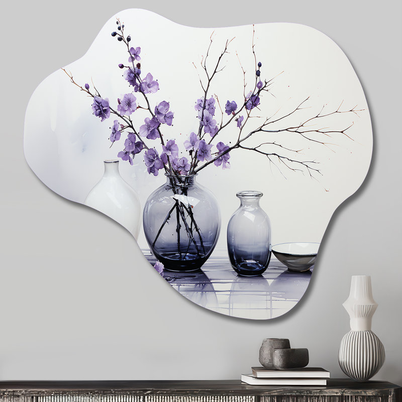 Mauve gris, minimalisme, équilibre et poterie contrastée, H 22 po x l 30 po