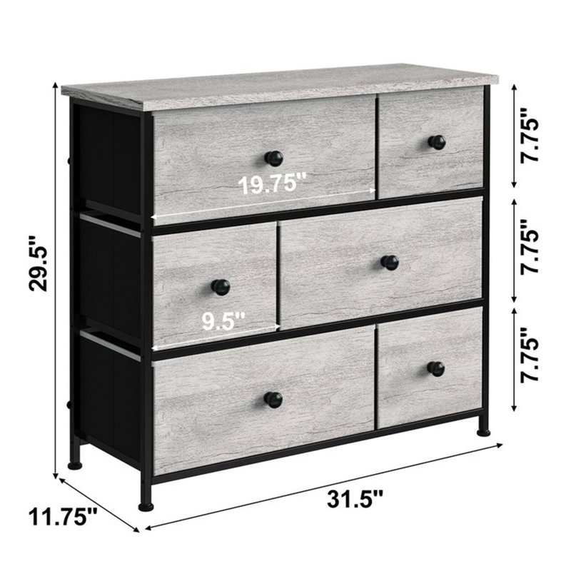 Commode 6 tiroirs Swampscott, Taupe foncé