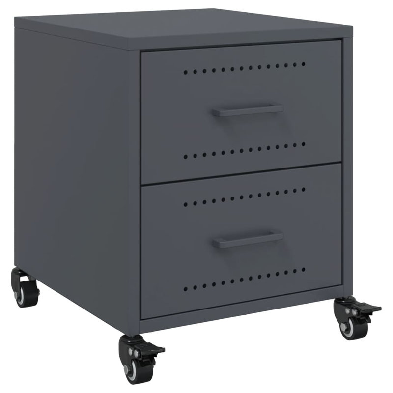 Angala 36 cm W Steel Bedside Table, Anthracite